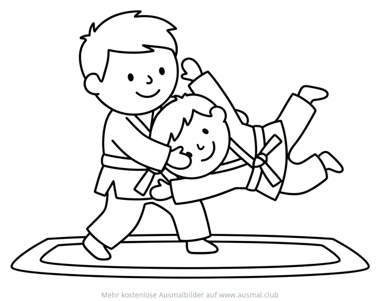 Judo Szene Ausmalbild mit zwei Judoka