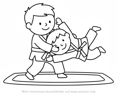 Judo Szene Ausmalbild mit zwei Judoka