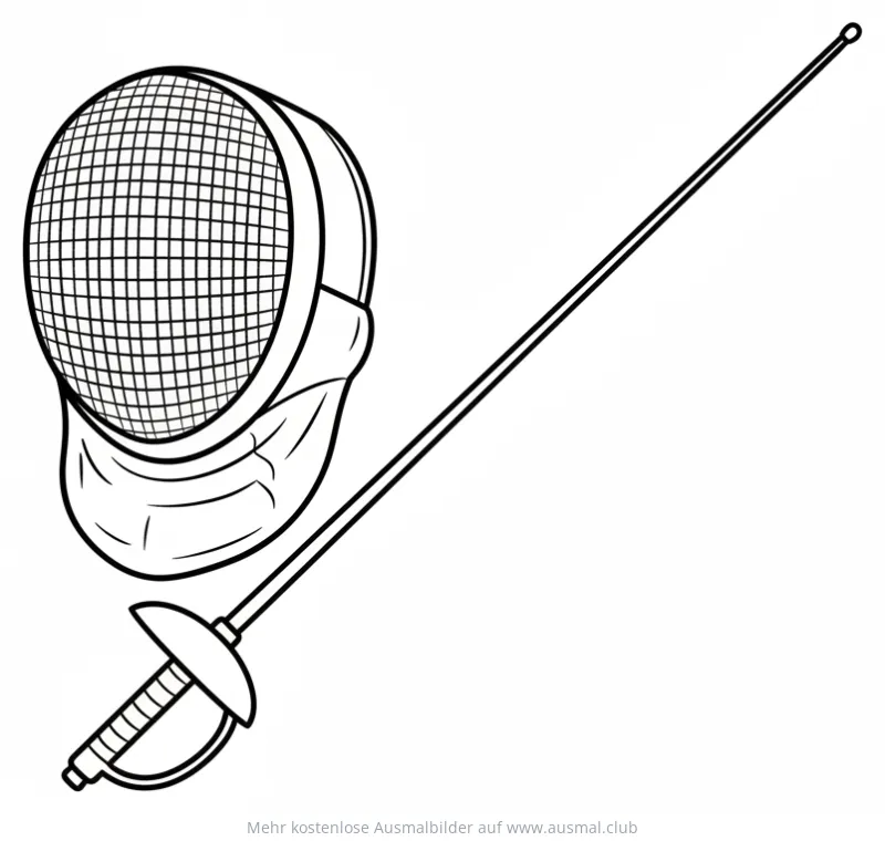 Fechtmaske und Florett Ausmalbild