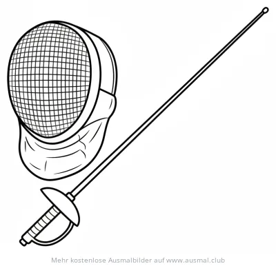 Fechtmaske und Florett Ausmalbild