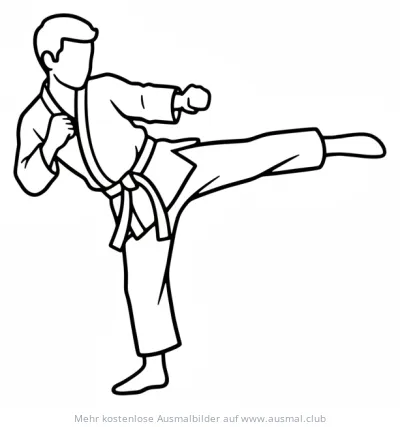 Karatekämpfer Silhouette Ausmalbild