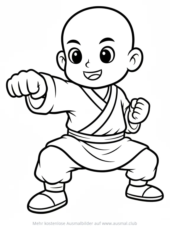 Mönch in Kampfpose Ausmalbild