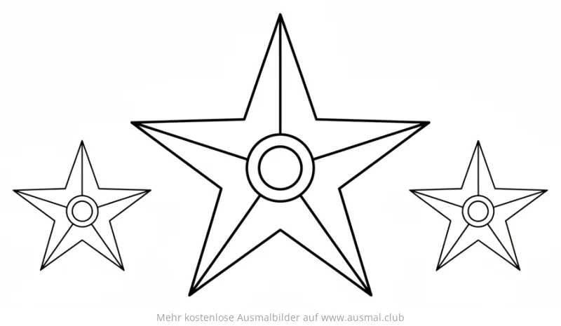 Shuriken Ausmalbild mit drei Wurfmessern