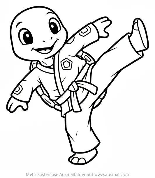 Karate Schildkröte Ausmalbild in Karate Pose