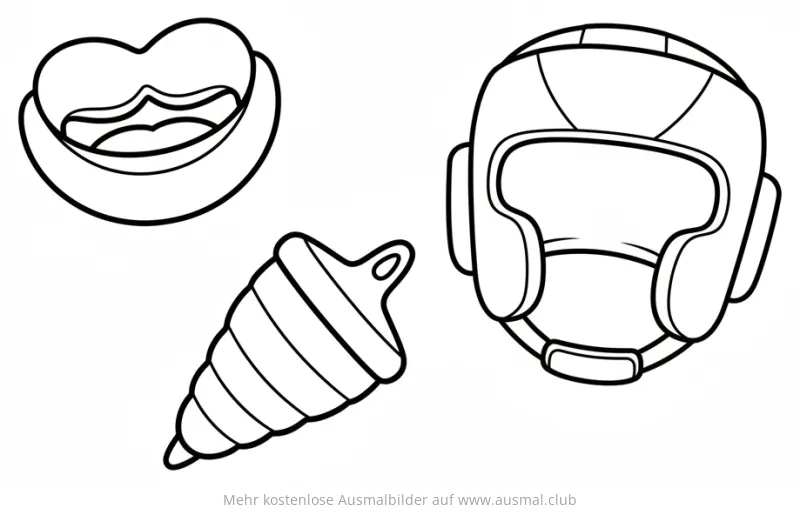 Zahnschutz, Kopfschutz, Bandage Ausmalbild