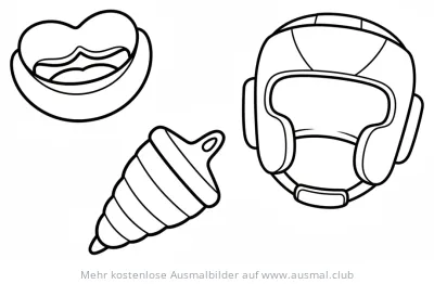 Zahnschutz, Kopfschutz, Bandage Ausmalbild