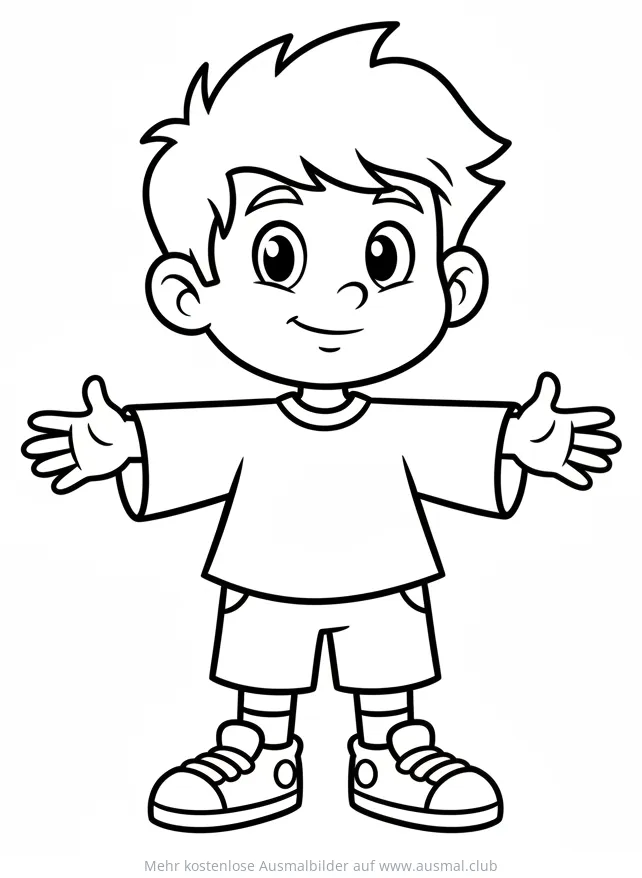 Junge mit offenen Armen Ausmalbild