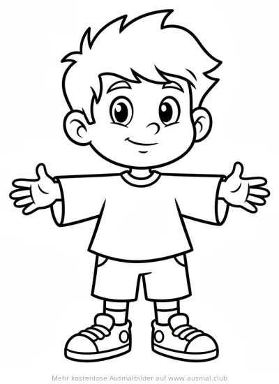 Junge mit offenen Armen Ausmalbild