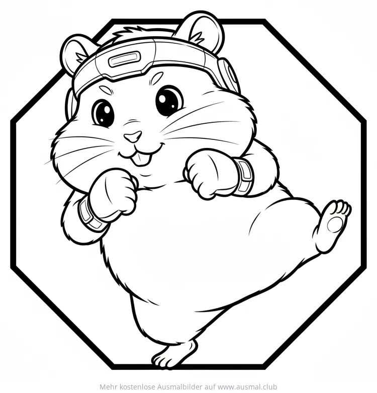 Hamster im Kampfsport Outfit Ausmalbild