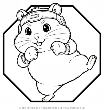 Hamster im Kampfsport Outfit Ausmalbild