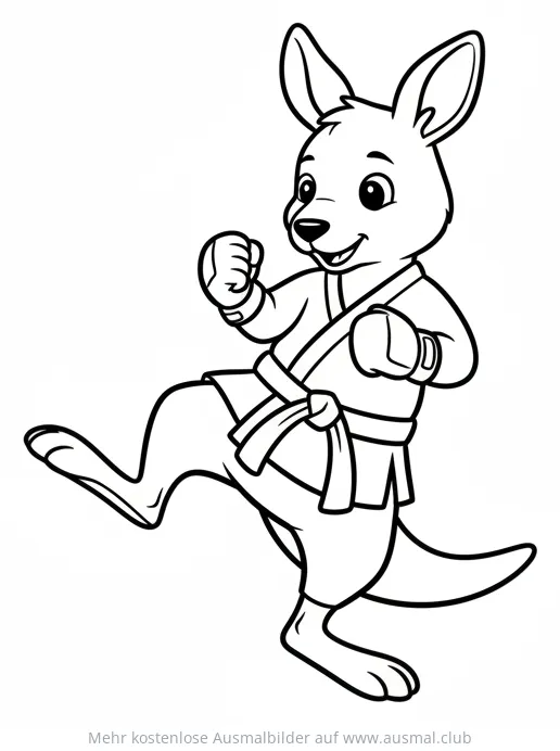 Känguru im Karateanzug Ausmalbild