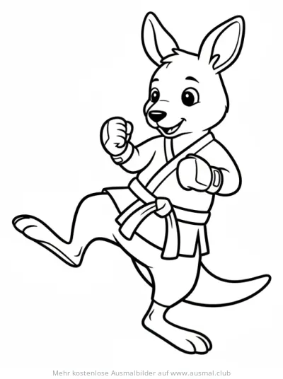 Känguru im Karateanzug Ausmalbild