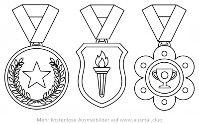 Drei verschiedene Medaillen als Ausmalbild