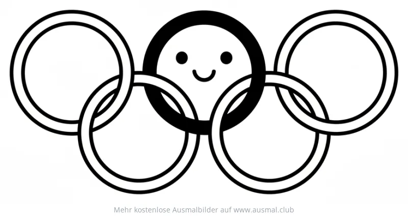 Olympische Ringe mit Gesicht Ausmalbild