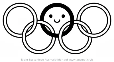 Olympische Ringe mit Gesicht Ausmalbild