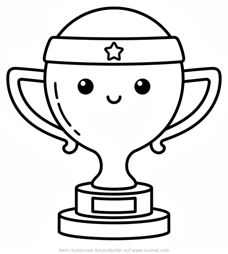 Freundlicher Pokal mit Gesicht Ausmalbild