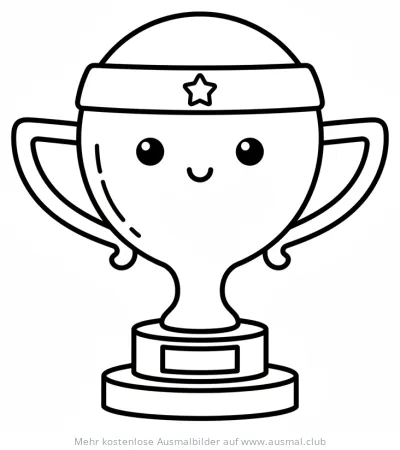 Freundlicher Pokal mit Gesicht Ausmalbild