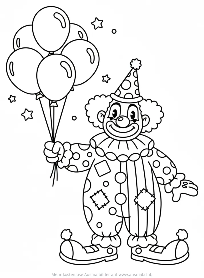 Clown mit Luftballons Ausmalbild