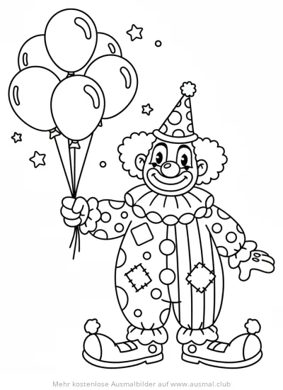 Clown mit Luftballons Ausmalbild