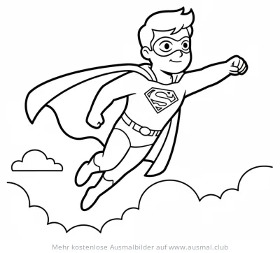 Fliegender Superheld mit Cape und Maske Ausmalbild