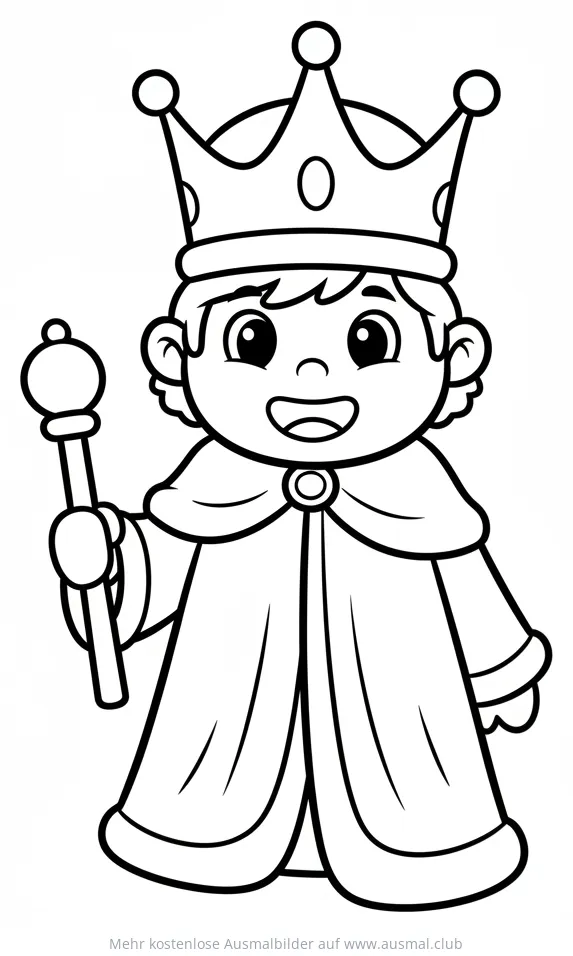 Karneval König Ausmalbild mit Krone und Zepter