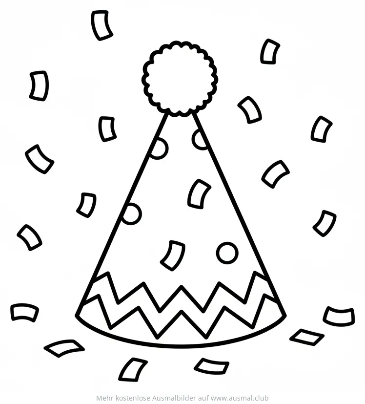 Karneval Hut Ausmalbild mit Konfetti