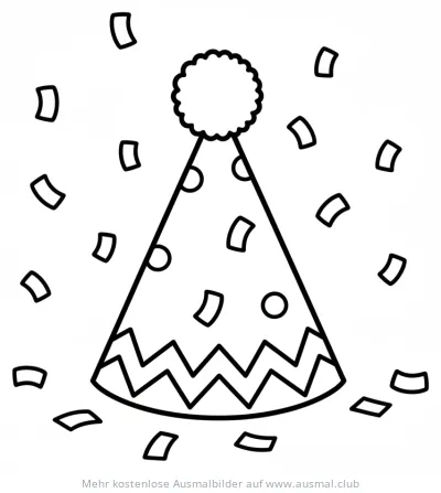 Karneval Hut Ausmalbild mit Konfetti