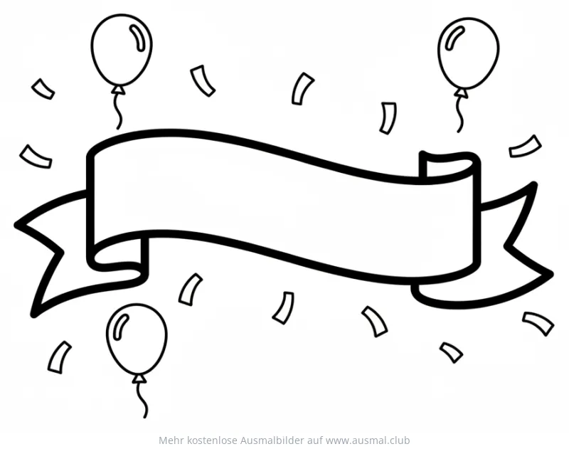 Karneval Banner mit Luftballons und Konfetti Ausmalbild
