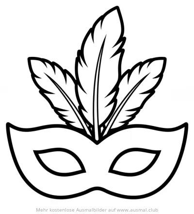 Maskenball Maske mit Federn Ausmalbild