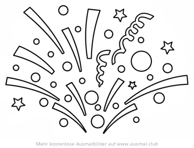 Konfetti Ausmalbild mit Sternen und Girlanden
