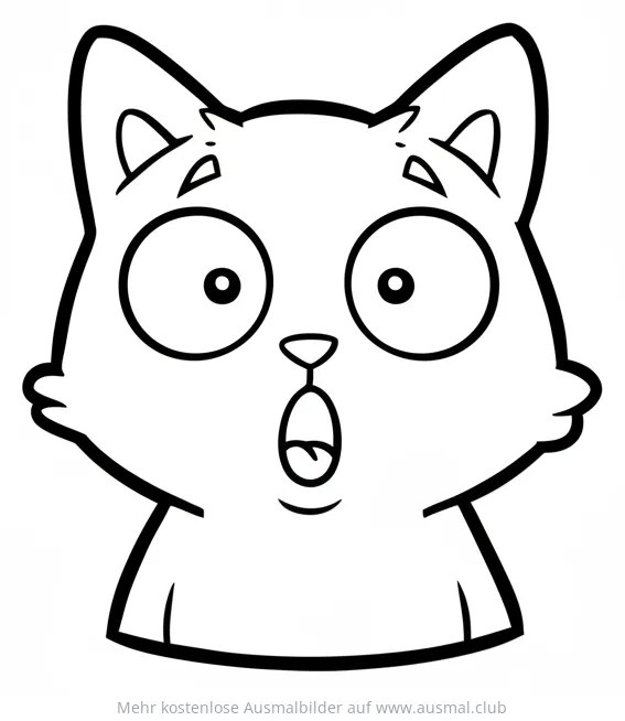 Überraschte Comic Katze Ausmalbild