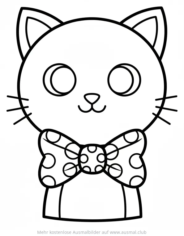 Katze mit gepunkteter Fliege Ausmalbild