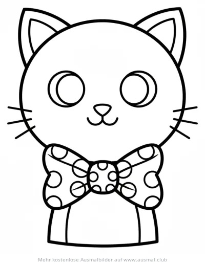 Katze mit gepunkteter Fliege Ausmalbild