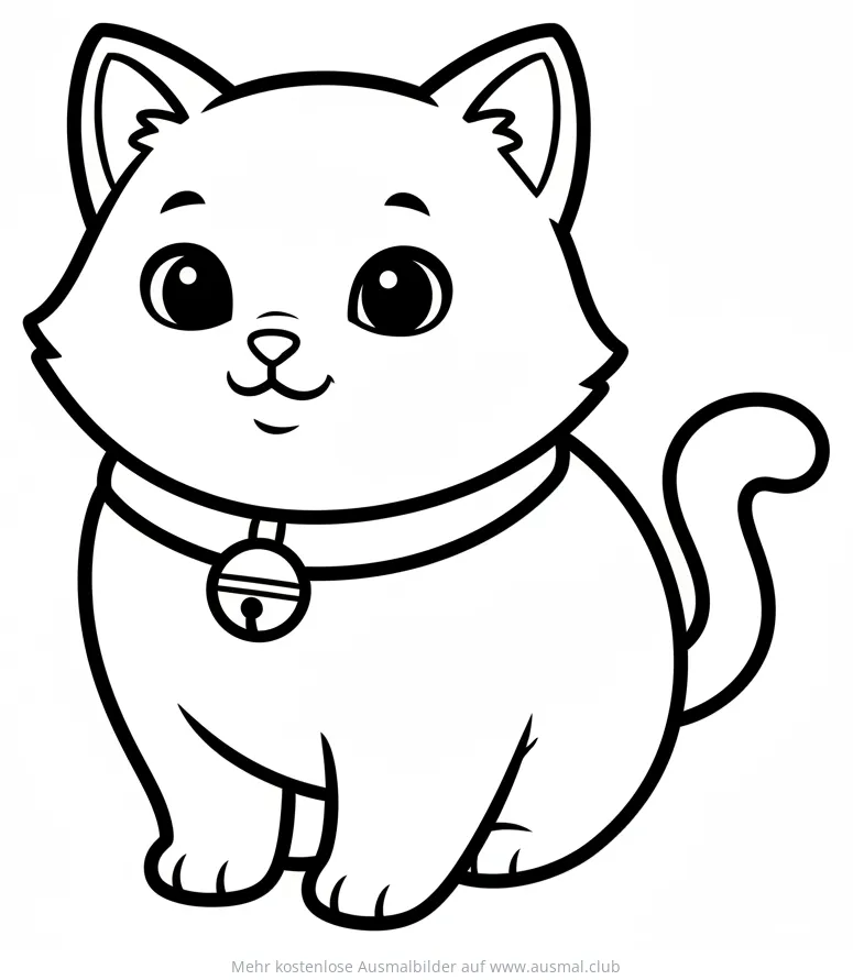Katze mit Halsband und Glöckchen Ausmalbild