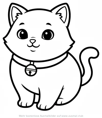 Katze mit Halsband und Glöckchen Ausmalbild