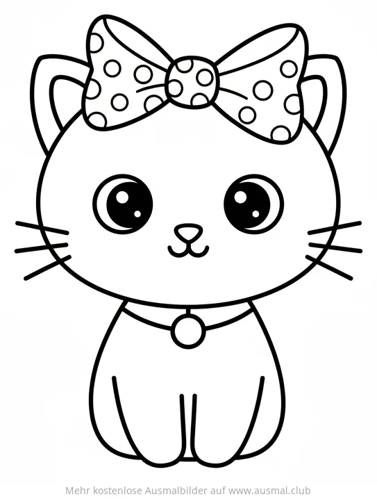 Katze mit Schleife Ausmalbild