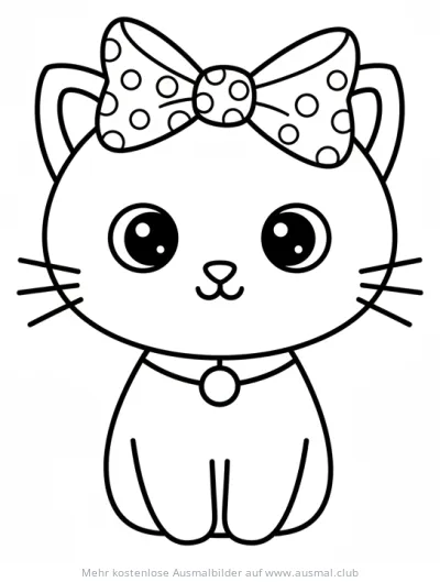 Katze mit Schleife Ausmalbild