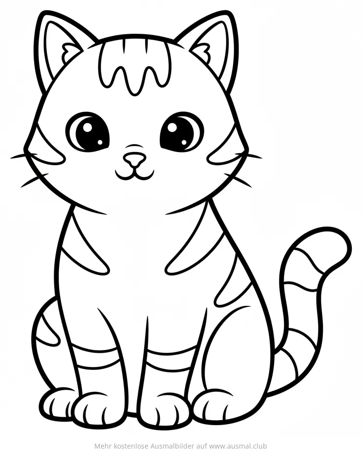 Niedliche, gestreifte Katze Ausmalbild