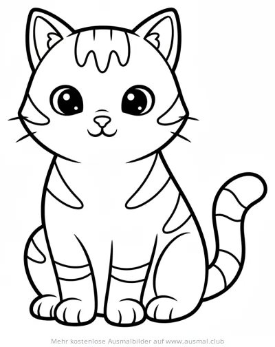 Niedliche, gestreifte Katze Ausmalbild