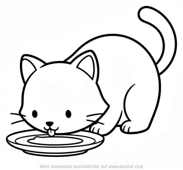 Katze trinkt Milch Ausmalbild