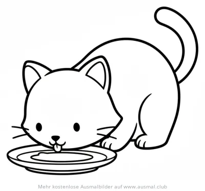 Katze trinkt Milch Ausmalbild