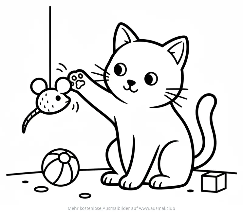 Katze spielt mit Maus Ausmalbild