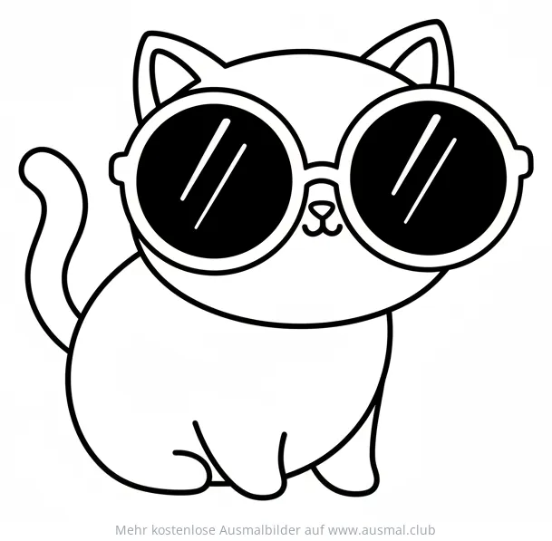 Katze mit Sonnenbrille Ausmalbild