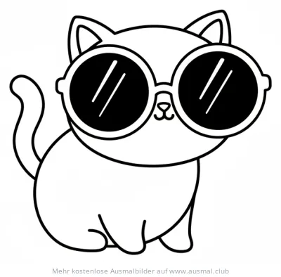 Katze mit Sonnenbrille Ausmalbild