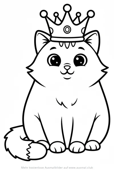 Katze mit Krone Ausmalbild