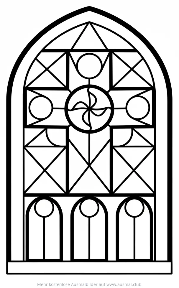 Kirchenfenster Ausmalbild mit geometrischen Formen