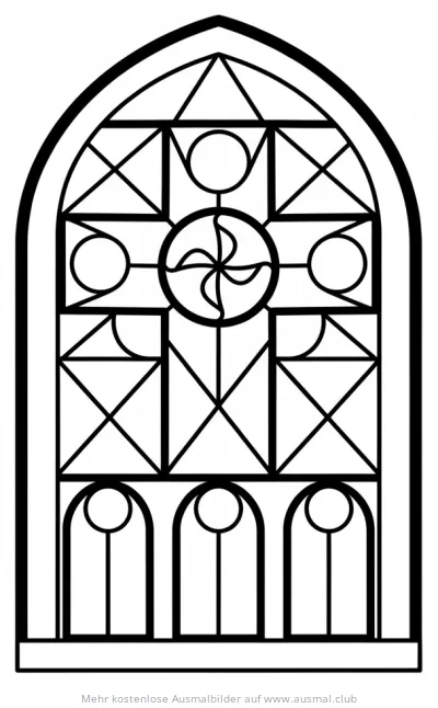 Kirchenfenster Ausmalbild mit geometrischen Formen