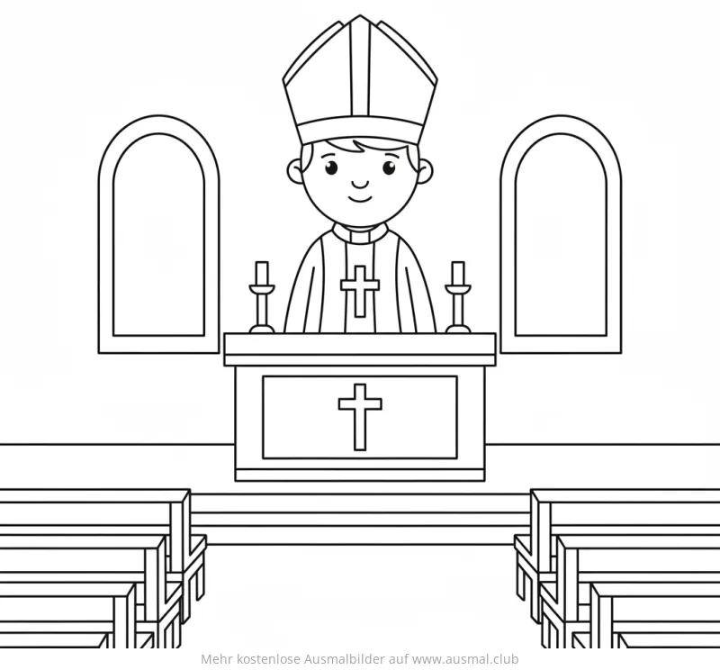 Priester am Altar in der Kirche Ausmalbild