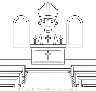 Priester am Altar in der Kirche Ausmalbild