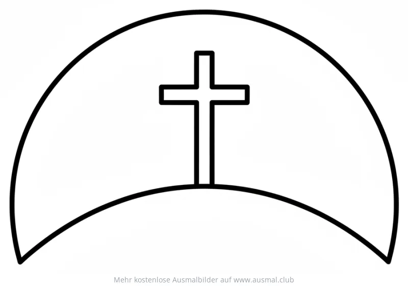 Kreuz Ausmalbild mit Bogen